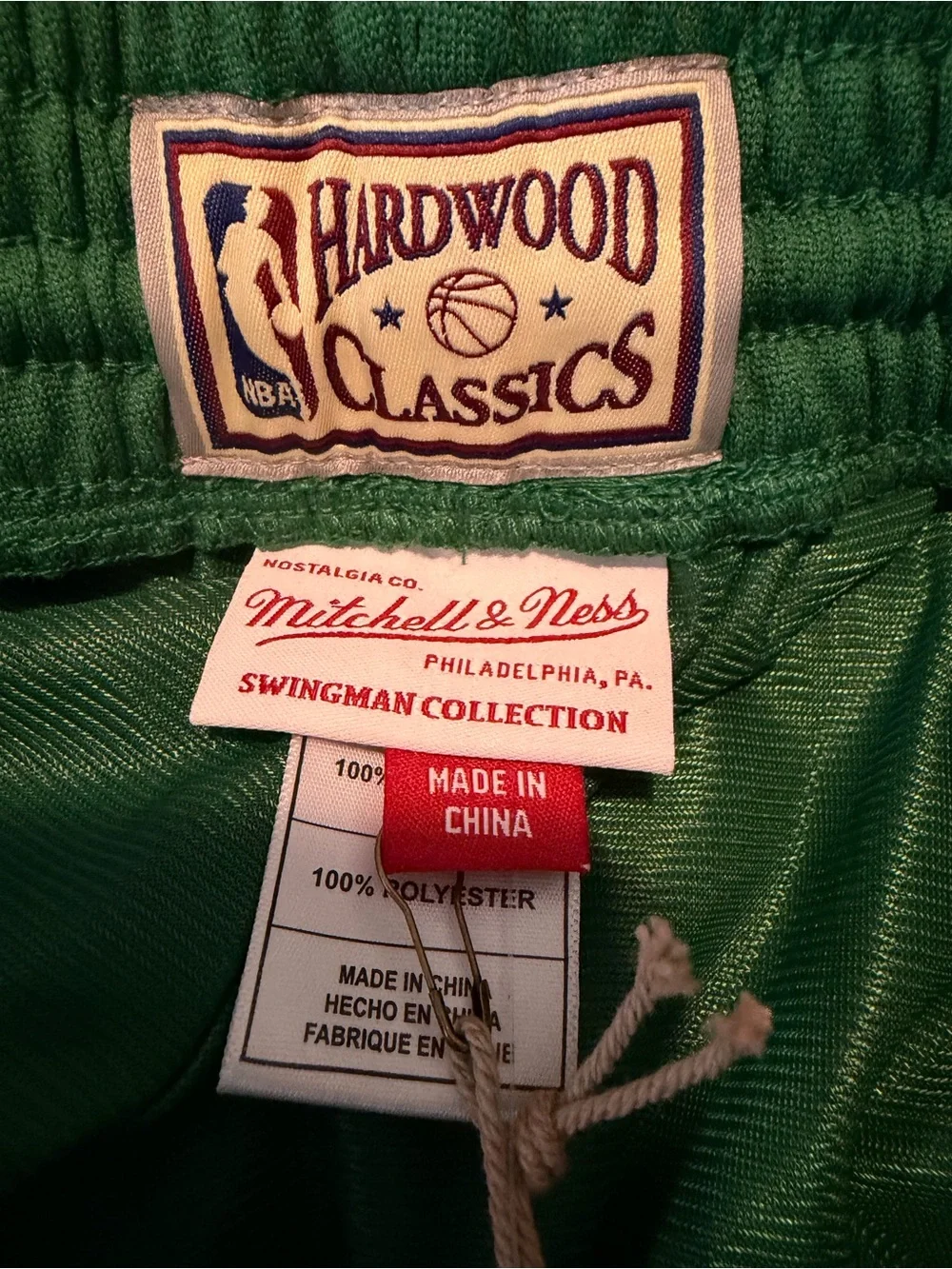 Mitchell & Ness Green Basketball Shorts with Yellow & White Stripes